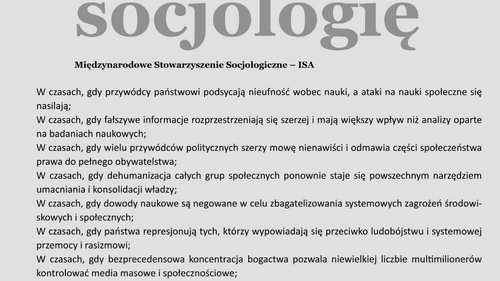 Deklaracja International Associacion for Sociology